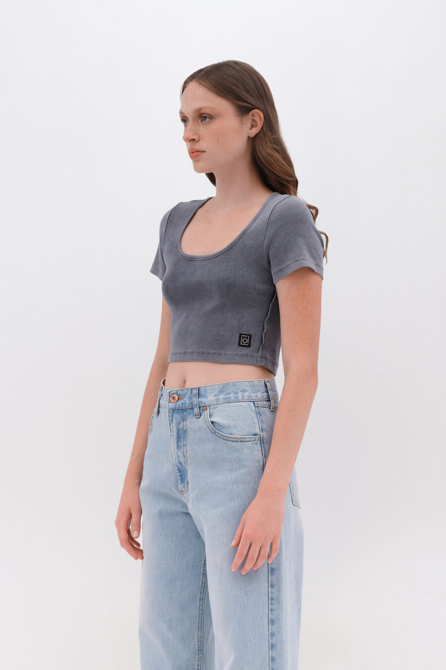 Cropped Rib T-Shirt - Image 2