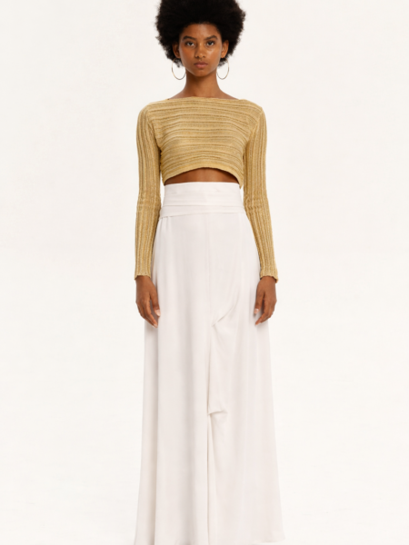 Lurex Knitted Longsleeve Crop Top – Sparkling Nights